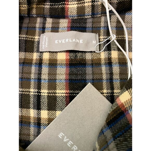 NWT Everlane black plaid boxy flannel button front shirt - Picture 4 of 8